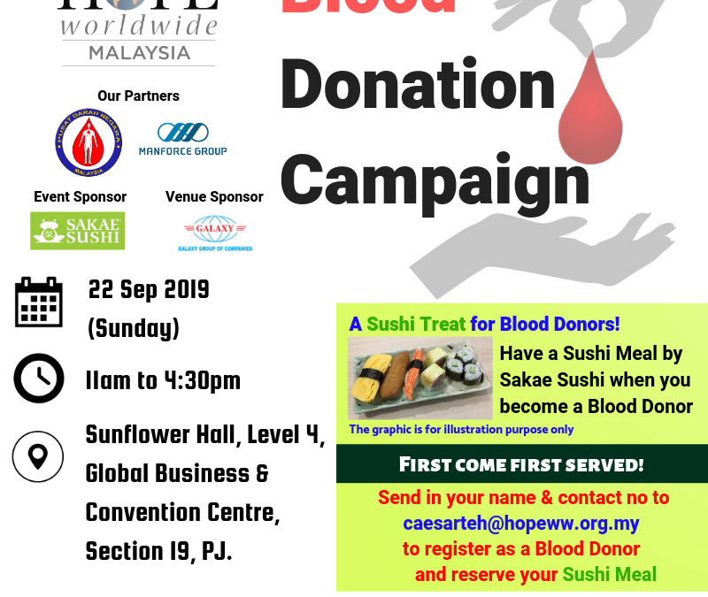 HOPE worldwide Malaysia Blood Donation Campaign 2019